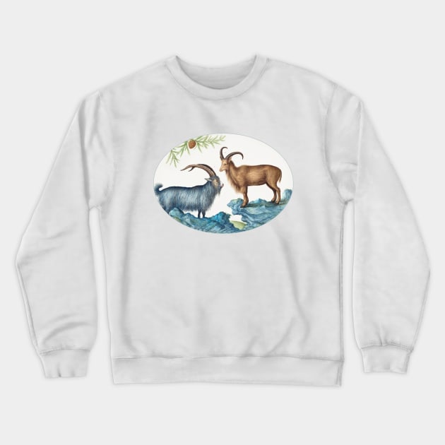 Wild Goat and a Barbary Sheep (1575–1580) Crewneck Sweatshirt by WAITE-SMITH VINTAGE ART